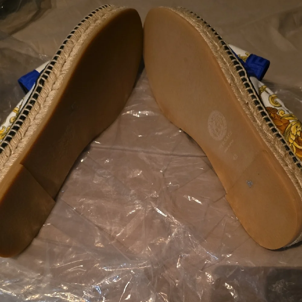 Versace Blue and Gold Medusa Espadrilles - Picture 2 of 12